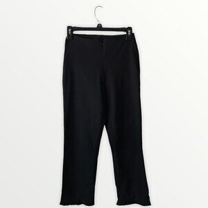 Bebe - Black Stretch Straight Leg Pants with a Detailed Hem